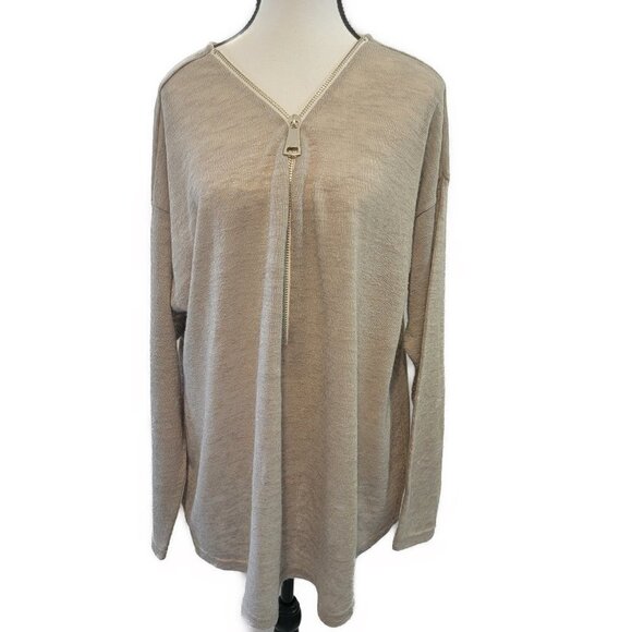 Soft Surroundings Valentina Zip Sweater - Stone - 2X - Picture 2 of 5